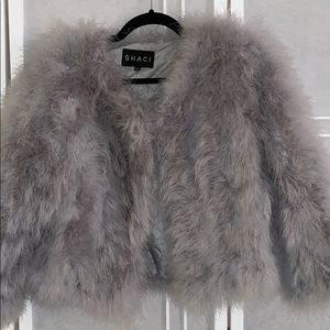 Grey Shaci Ostrich fur jacket